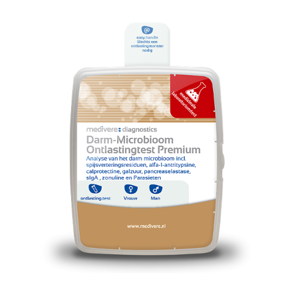 Verpakking Medivere darmmicrobioom test Premium voor thuisafname van ontlasting
