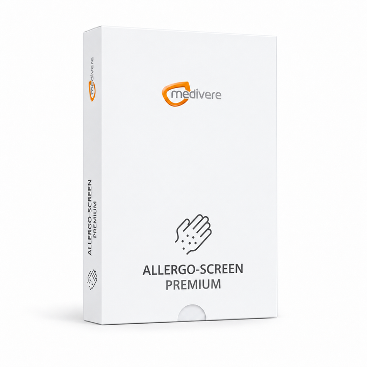 Allergo-Screen - zelftest voedselallergie en voedselintolerantietest Premium: nieuwe Nederlandse Medivere-verpakking