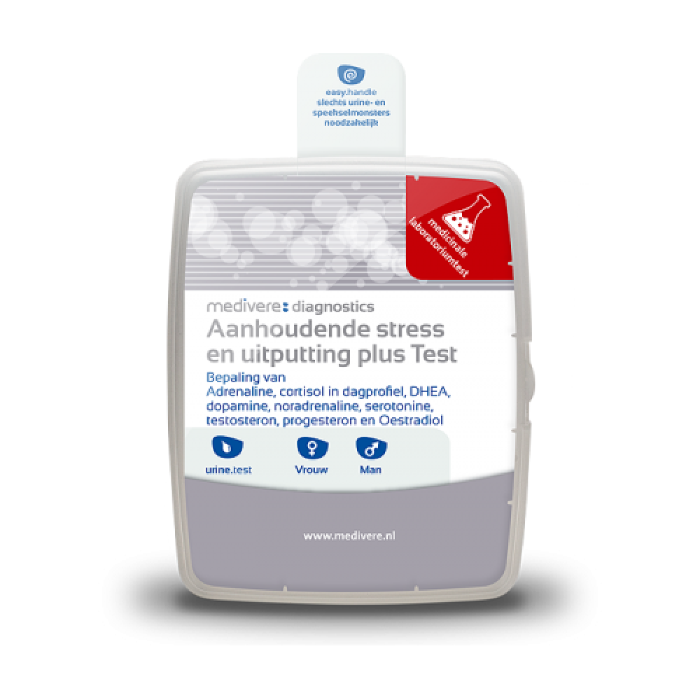 Aanhoudende Stress en Uitputting Zelftest Plus van Medivere – speeksel- en urinetest